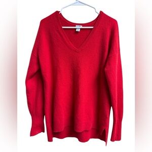 Halogen 100% Cashmere Red V-Neck Sweater XL Soft Knit
